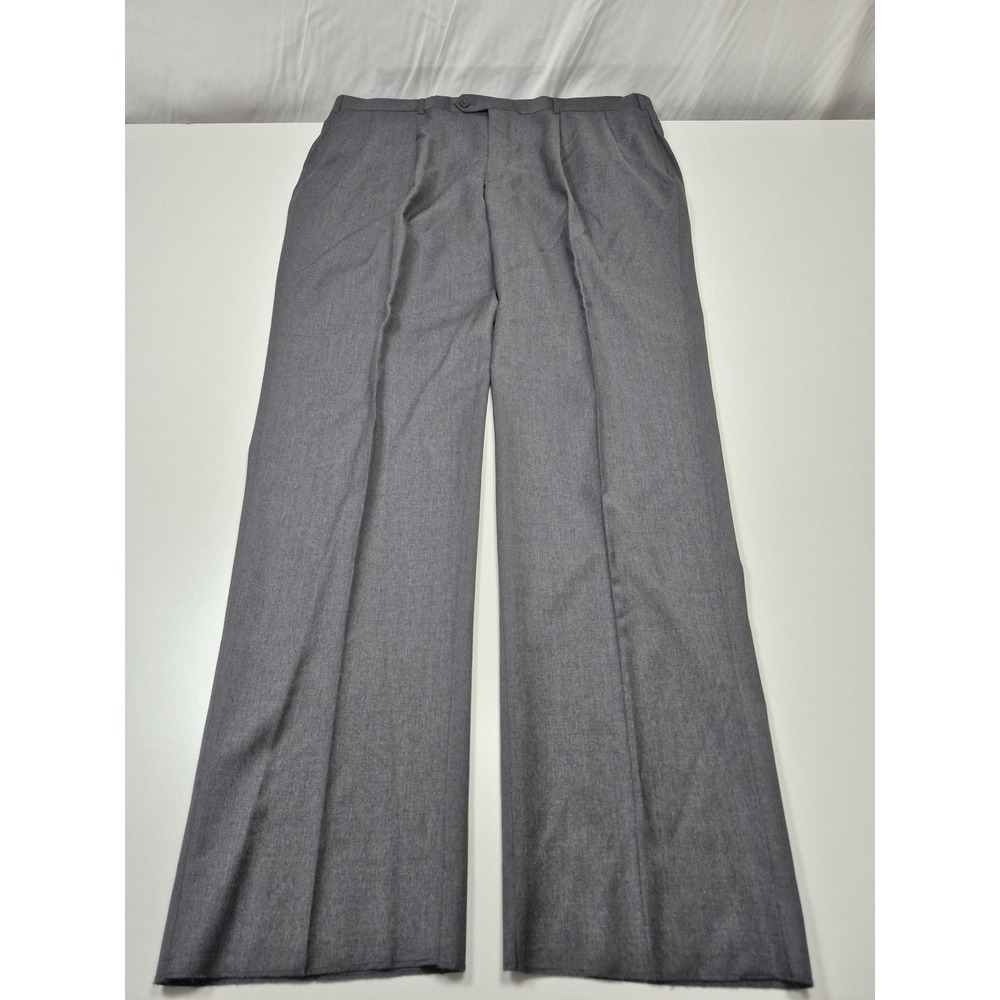 Majer Dress Pants Mens 44x37 Gray Wool Pleated Straight Super 120 NWT USA